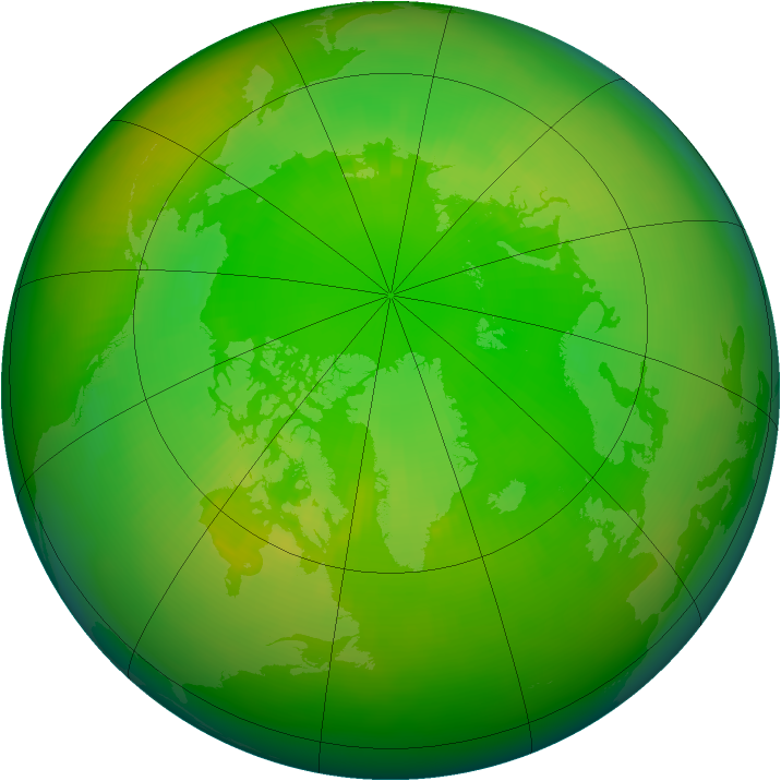Arctic ozone map for June 1992
